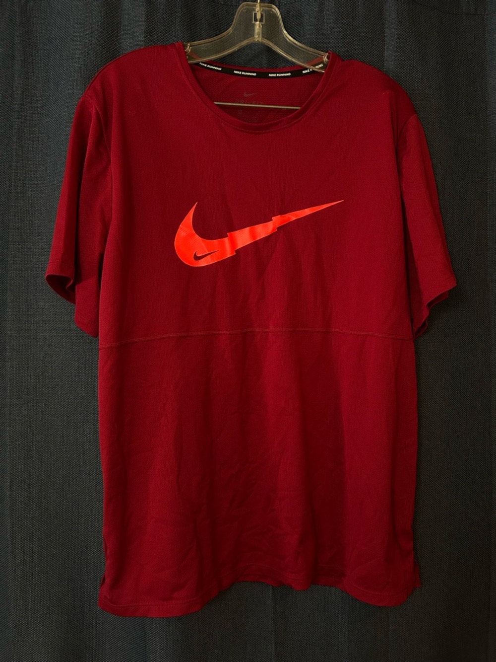 Nike Red Short-Sleeve Tee with Bright Orange Swoosh